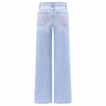Mid-low Rise Jeans Stretchy Wide Leg Tummy Control Distressed Baggy Denim Pants Plus Size Regular Size Curve Hugging Fall Fashion