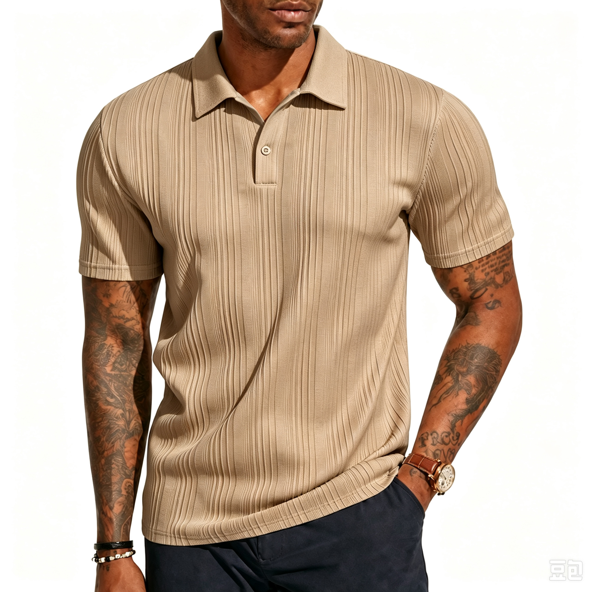 Mens Polo Shirts Short Sleeve Textured Knit Polos