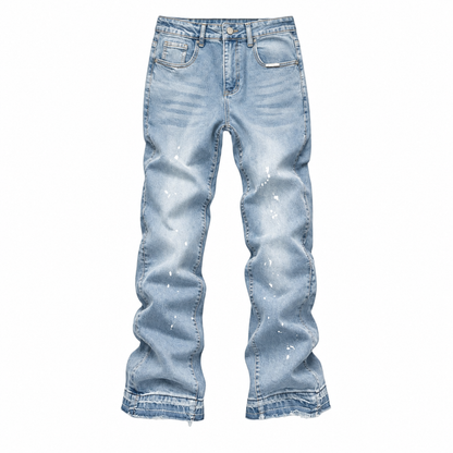 Men's Urban Street Style Paint Splatter Distressed Denim Jeans