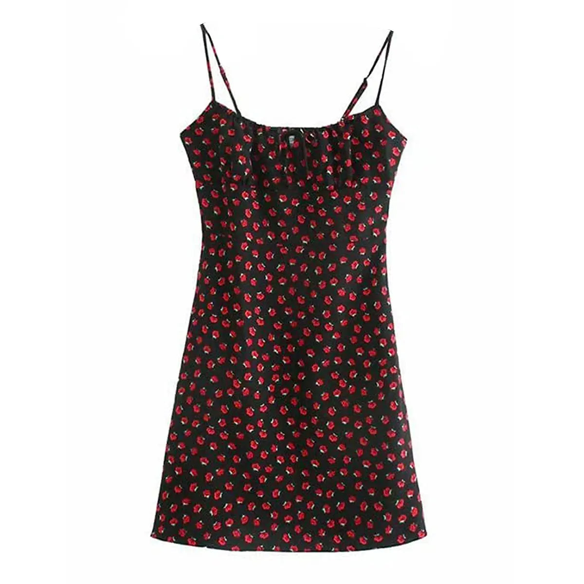 Women's Vintage Floral Slip Dress with Adjustable Straps