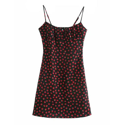 Women's Vintage Floral Slip Dress with Adjustable Straps