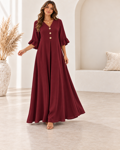 Women's V-Neck Loose Maxi Dress – Flowy, Soft & Comfortable