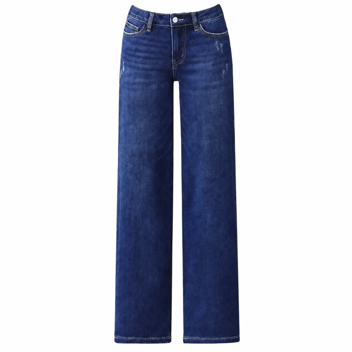 Mid-low Rise Jeans Stretchy Wide Leg Tummy Control Distressed Baggy Denim Pants Plus Size Regular Size Curve Hugging Fall Fashion