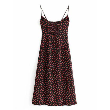 Women's Vintage Floral Slip Dress with Adjustable Straps