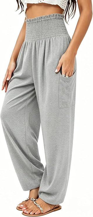 QIANXIZHAN Women's Harem Pants, High Waist Yoga Boho Trousers with Pockets