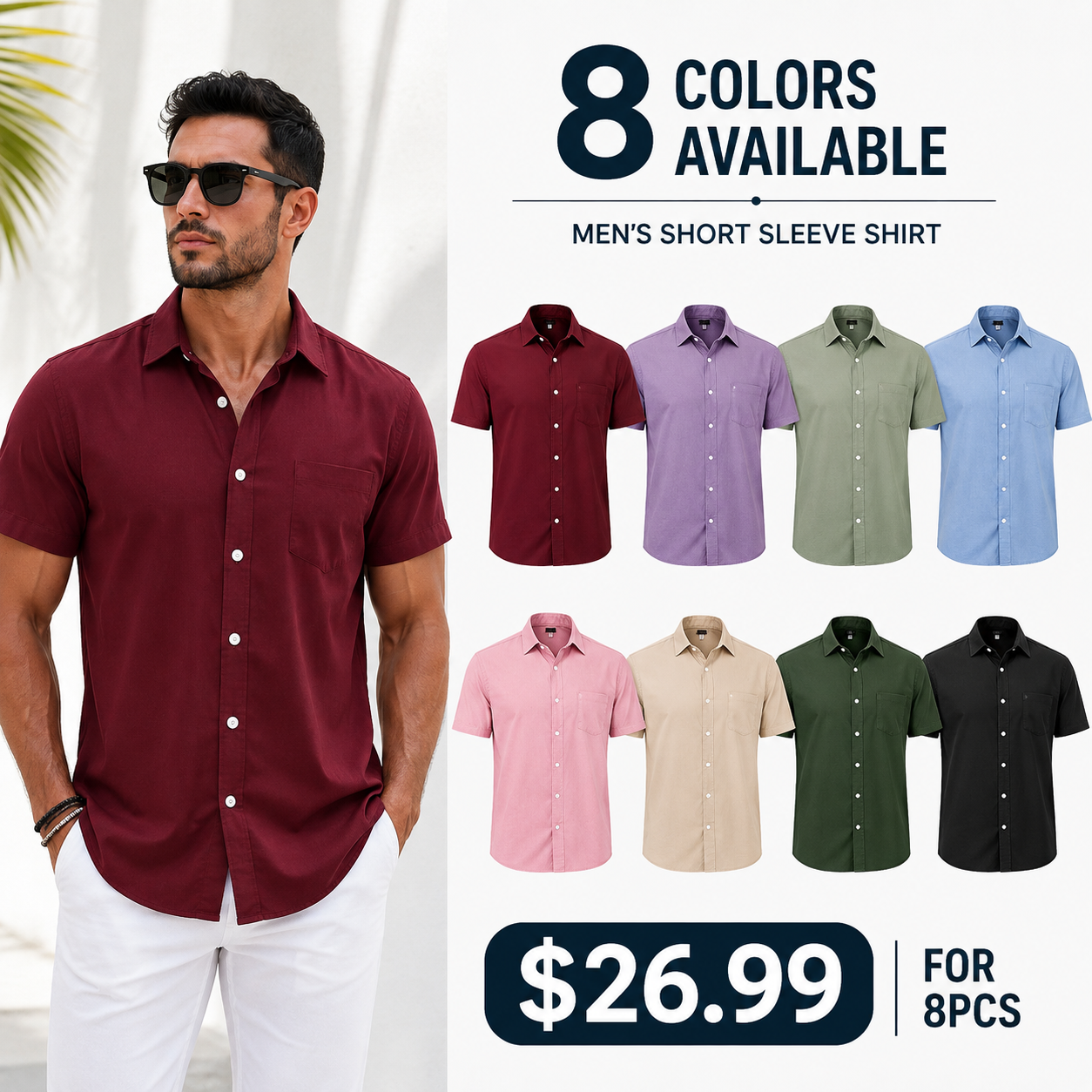 Mens Linen Shirt Short Sleeve