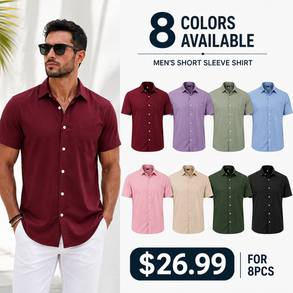 Mens Linen Shirt Short Sleeve