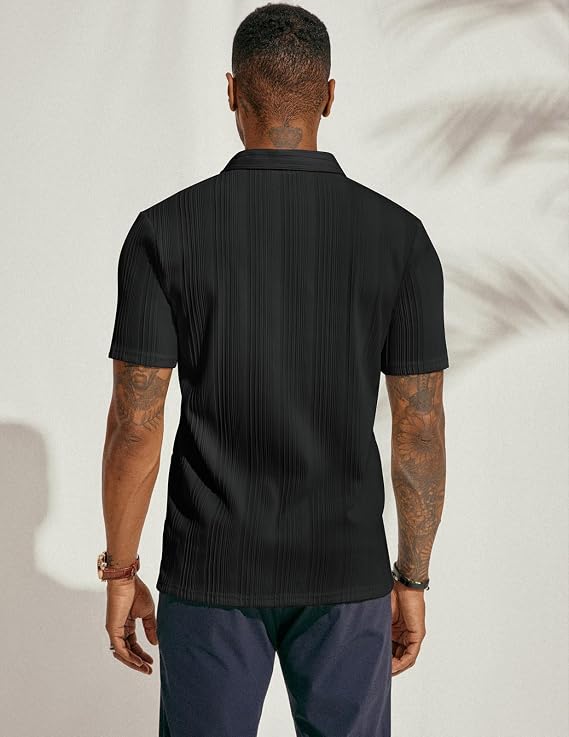 Mens Polo Shirts Short Sleeve Textured Knit Polos