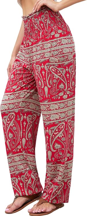 QIANXIZHAN Women's Harem Pants, High Waist Yoga Boho Trousers with Pockets