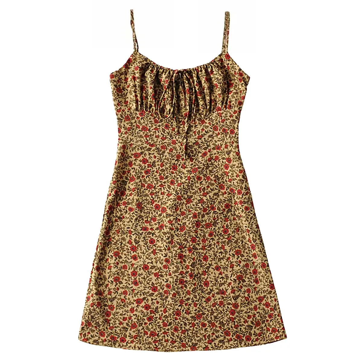 Women's Vintage Floral Slip Dress with Adjustable Straps