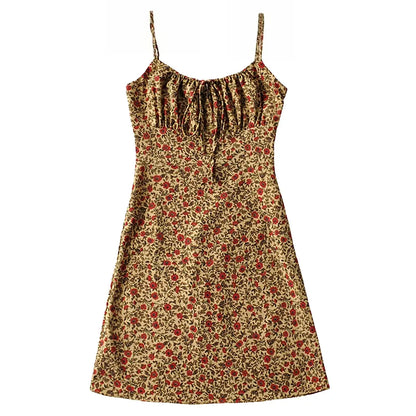 Women's Vintage Floral Slip Dress with Adjustable Straps