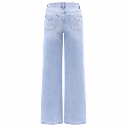 Mid-low Rise Jeans Stretchy Wide Leg Tummy Control Distressed Baggy Denim Pants Plus Size Regular Size Curve Hugging Fall Fashion