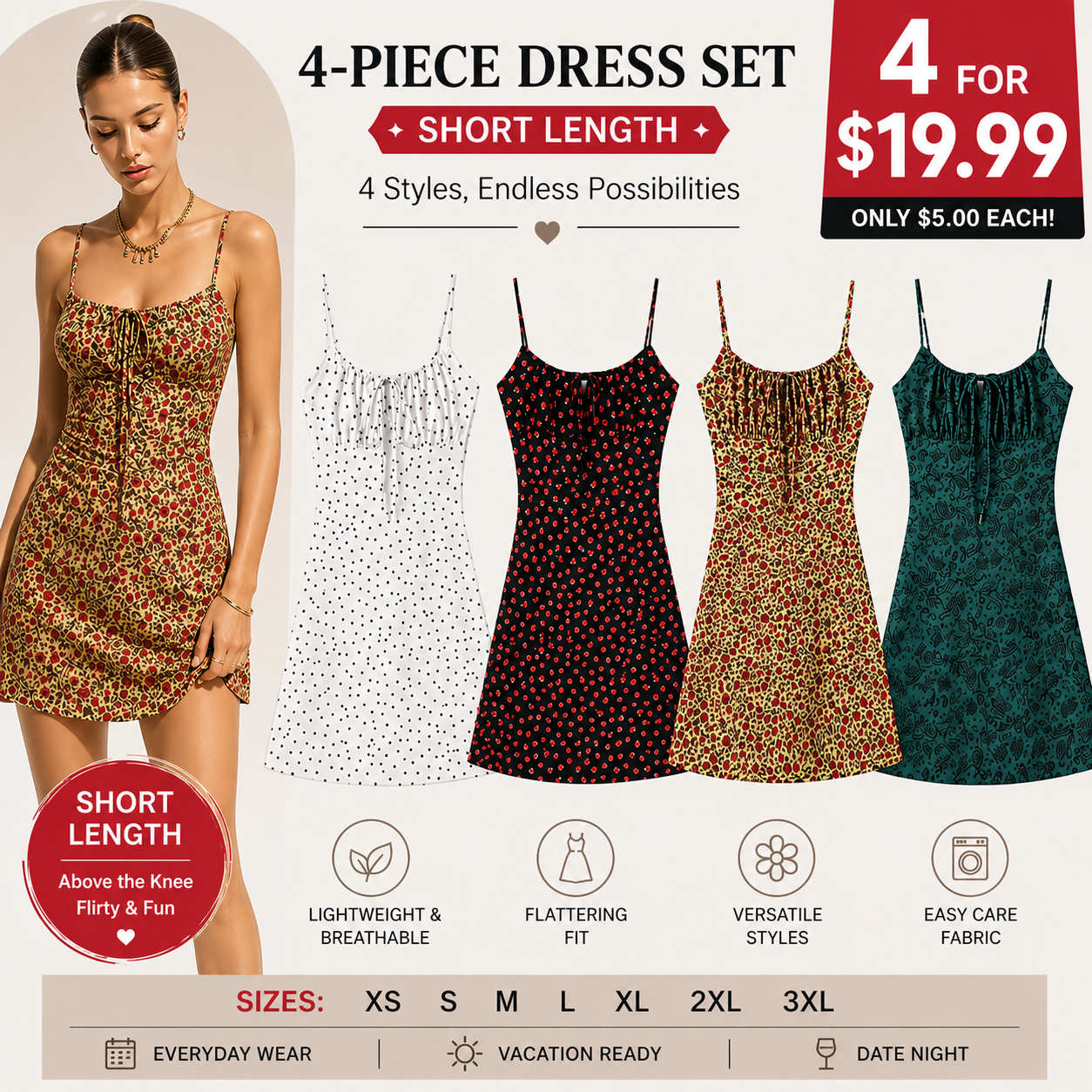Women's Vintage Floral Slip Dress with Adjustable Straps