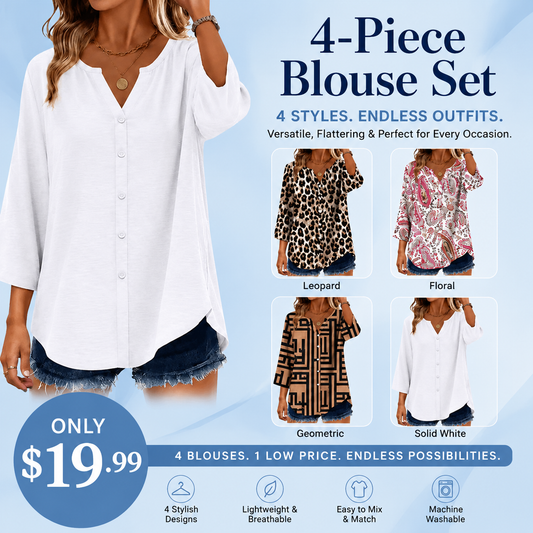 Effortless Elegance – Women's V-Neck Button-Down Blouse