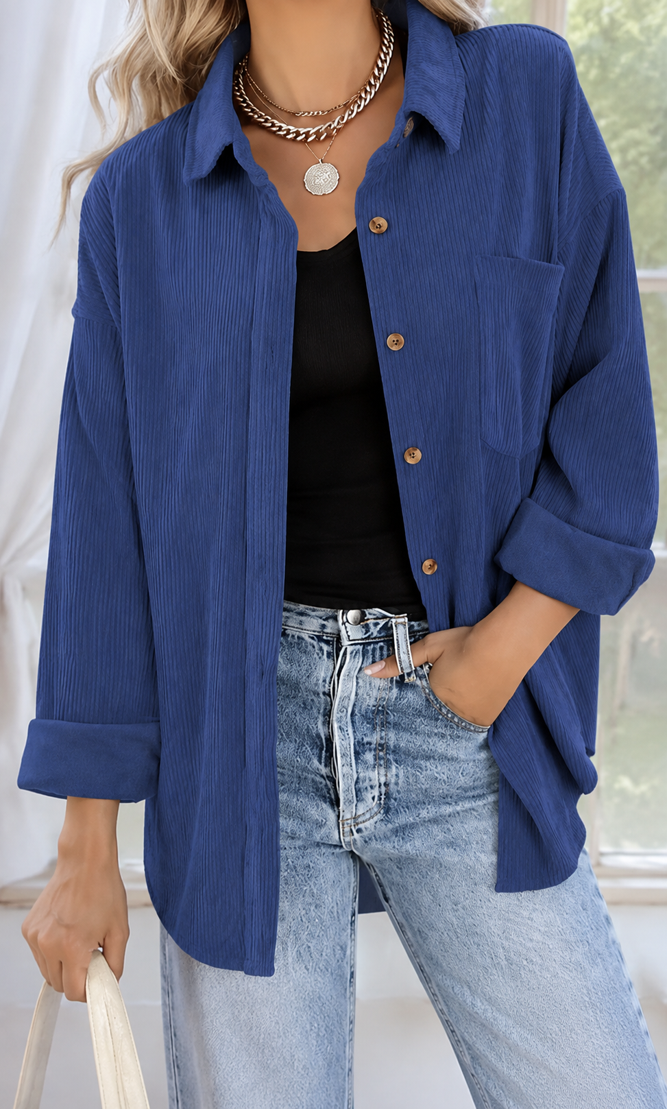 Women's Preppy   Collared Blouse –   Minimalist 80s Style   Button Down Shirt