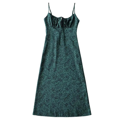 Women's Vintage Floral Slip Dress with Adjustable Straps