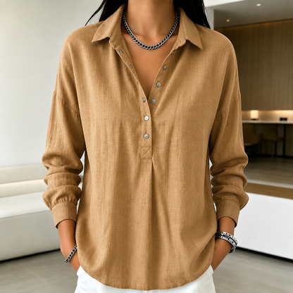 Women's Casual Loose Half-Button Shirt