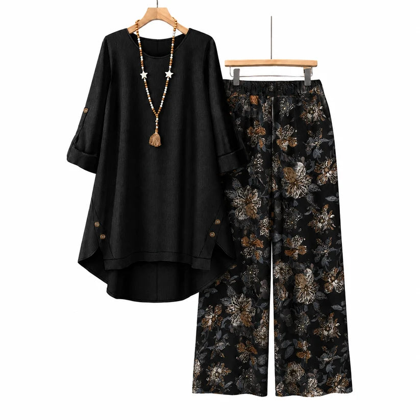 Women's Cotton Linen Half Sleeve Top & Pants Set – Breathable & lightweight