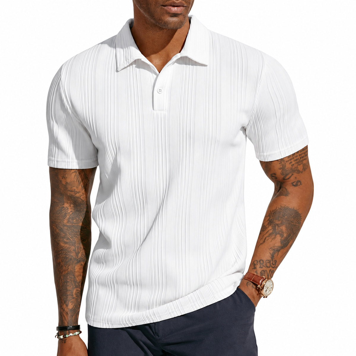 Mens Polo Shirts Short Sleeve Textured Knit Polos