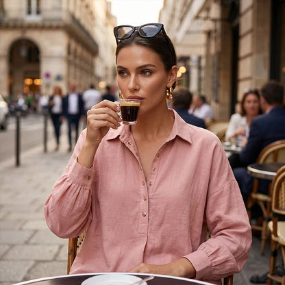 Women's Casual Loose Half-Button Shirt