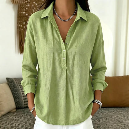 Women's Casual Loose Half-Button Shirt