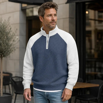 Men's Waffle Knit Quarter Zip T-Shirt