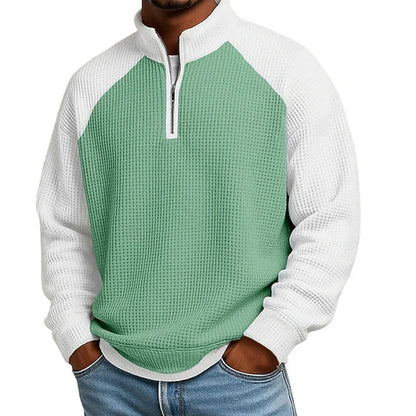 Men's Waffle Knit Quarter Zip T-Shirt