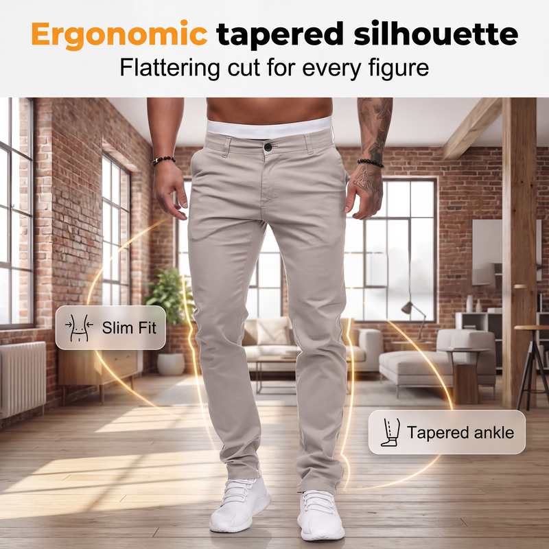 ✨ Men's Modern Slim-Stretch Trousers – Sleek Fit & All-Day Comfort