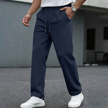 👖 Pull On & Go | Men's Waffle-Knit Drawstring Straight-Leg Pants