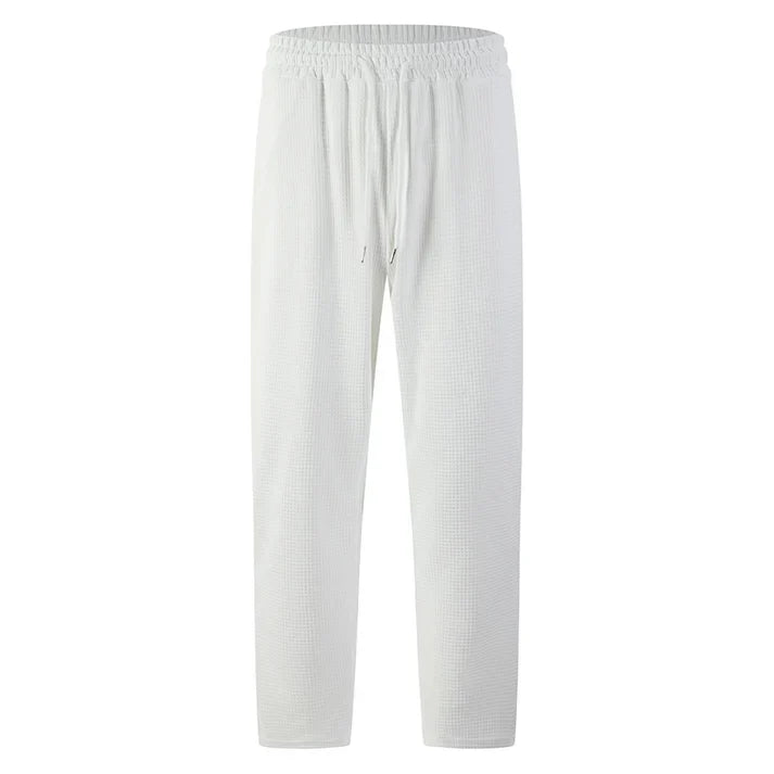 👖 Pull On & Go | Men's Waffle-Knit Drawstring Straight-Leg Pants