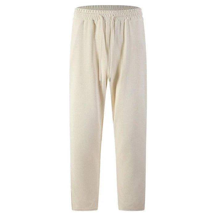👖 Pull On & Go | Men's Waffle-Knit Drawstring Straight-Leg Pants