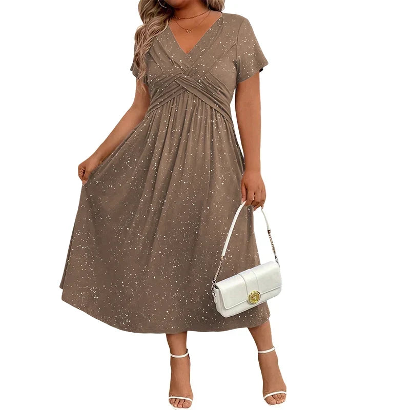 Women's Elegant V-Neck   Twist Front Dress