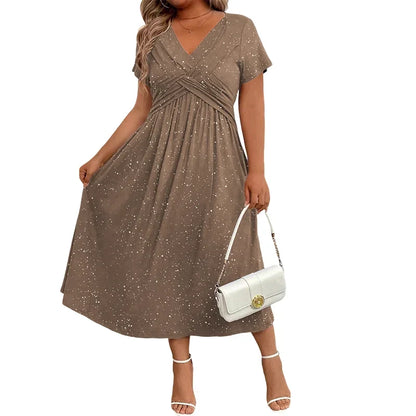 Women's Elegant V-Neck   Twist Front Dress