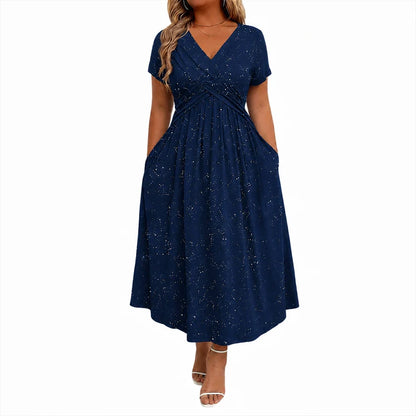 Women's Elegant V-Neck   Twist Front Dress