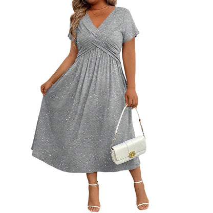 Women's Elegant V-Neck   Twist Front Dress