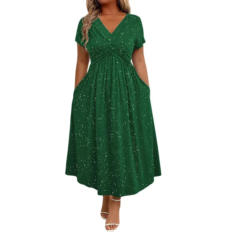 Women's Elegant V-Neck   Twist Front Dress